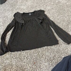 Wonder Nation Black Glitter Long Sleeve Top